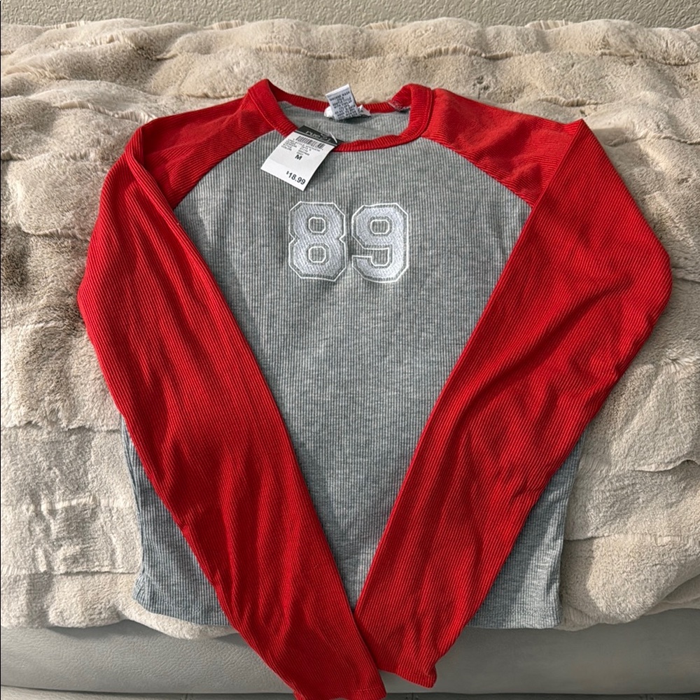 Girls Red and Gray Sweater